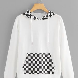 Gingham Kangaroo Pocket Hoodie